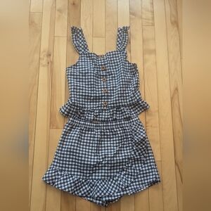 3/15$ Blue and White Gingham Dress with Wooden Buttons
